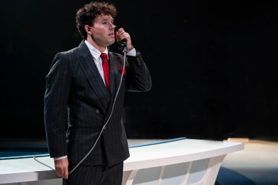 JJ Niemann stars as Frank Abagnale Jr. in “Catch Me If You Can” now playing at the Marriott Theatre in Lincolnshire.