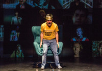 Jaime Cruz in Teatro La Plaza's Hamlet, in which a group of young performers with Down syndrome take the stage in a lively theatrical experience blending Shakespeare's text with personal anecdotes from their lives.