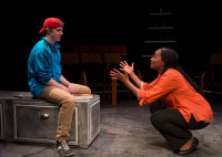 Lily Mojekwu and Brendan Meyer in "Look, We Are Breathing" at Rivendell Theatre though May 16th