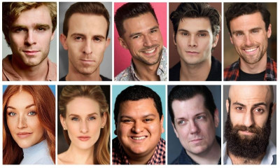 Paramount’s immersive Million Dollar Quartet returns March 4-May 31 with (top, from left) Garrett Forrestal as Jerry Lee Lewis, Matt McClure as Carl Perkins, Corey McKinney as Elvis Presley, Michael Potter as Johnny Cash, Connor Green as Sam Phillips, (bottom) Madison Palmer as Dyanne, Maeghan Looney as Marion, Brandon Pollard as Fluke, Roy James Brown as Brother Jay, through Mar 22, when Jake Saleh returns in the role.