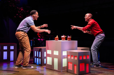 (L - R) Namir Smallwood and Charles Andrew Gardner in Primary Trust at Goodman Theatre