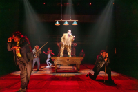 Shakespeare’s most raucous comedy, The Merry Wives of Windsor, comes to life at CST this spring, featuring Jason Simoon as Falstaff (center), along with Teddy Gales (Bardolph), Zach Bloomfield (Nym), Rohan Rhys Degala (Robin Page), Bret Tuomi (Host of the Garter Inn), and Colin Huerta (Pistol). Directed by Phillip Breen, running in the Courtyard Theater, April 2 - May 3, 2026.