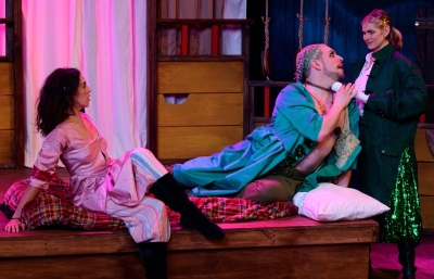 (L to R) Rachel Sleek Bañuelos, Stef Brundage and Sierra Bryn in the world premiere of yo ho.. From Babes With Blades Theatre Company, now playing at The Edge Off-Broadway Theater through August 29.