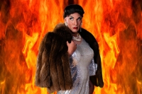 Pictured: Ensemble member David Cerda in a publicity image for Hell in a Handbag Productions' revival of Joan Crawford Goes To Hell.